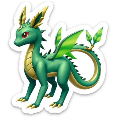 Shiny 4-legged Electrike-Rayquaza-Flygon-Virizion-Zygarde-Leafeon-fusion, full body sticker