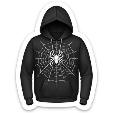 black  hoodie with a spider web on it sticker