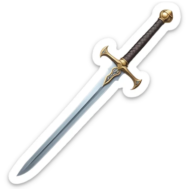 Medieval iron sword with detailed hilt and blade sticker
