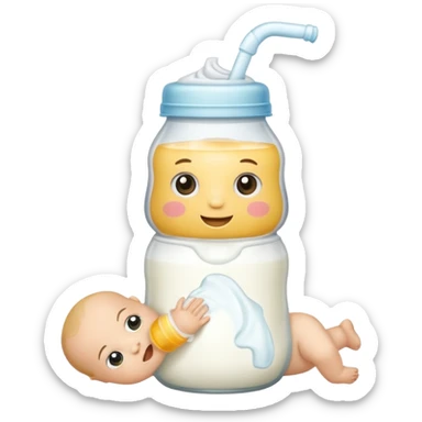 milk baby bottle and diaper sticker