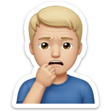 Crying man with his fist holding to his mouth sticker