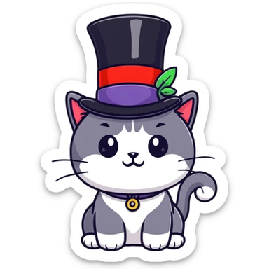 A cat elegant wearing top hat  sticker