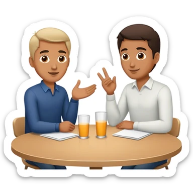 Two guys talking at a table realistics sticker