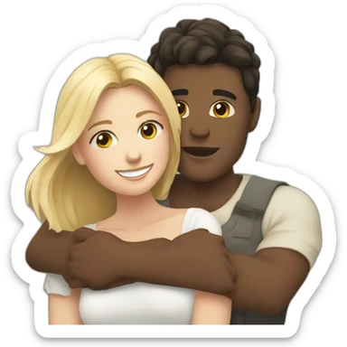 young metis Man and white woman hug love at the beach sticker