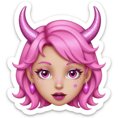 glitter pink girl naughty selfie glitter pink horns sticker