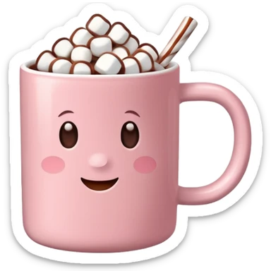 light pink mug with hot chocolate and marshmallows no face sticker