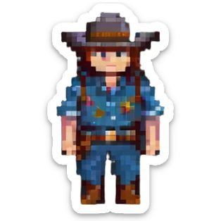 cowboy pixel art sticker
