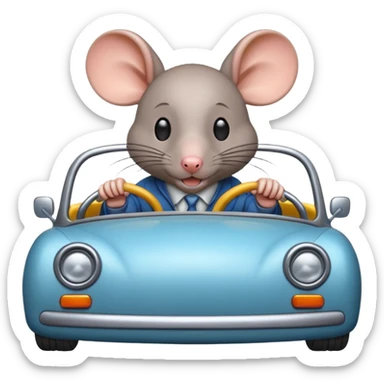 Ratón manejando un carro sticker