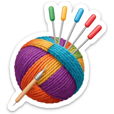 ball of wool with 2 knitting needles sticker