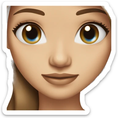 Very beautiful woman, long brown straight hair, blue eyes and light skin  sticker