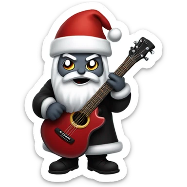 Goth Santa Claus playing the guitar. Make him angry. No black face. Lots of jewelry  sticker
