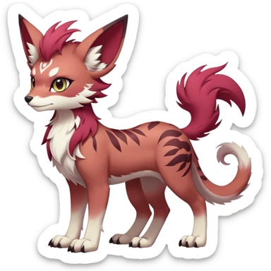 Male edgy cute cool exotic anime-styled Falvie-Fionbri-fantasy-creature-fursona-Fakémon-Pokémon, full body, with markings sticker
