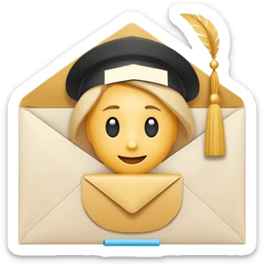 A simple emoji-style icon of a white manila envelope with subtle paper texture, clean edges, and a small graduation NUMBER  2022-photo icon on the front, graduation icon  sticker