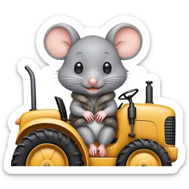 süsse maus sitzt im traktor sticker