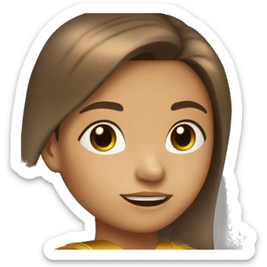 superhero, child, girl, long brown hair, brown eyes, hispanic, straight hair, earrings, gold clothes, close up sticker