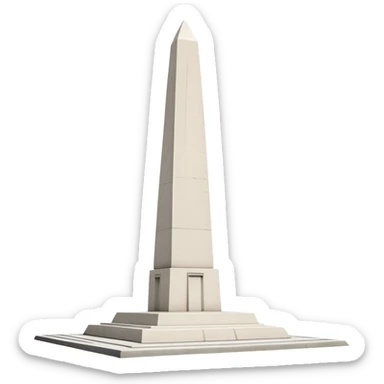 The Obelisk of Buenos Aires, a simple tall white stone monument with a pointed top, no staircase or base at the bottom, standing directly on flat ground, iconic Argentine landmark sticker