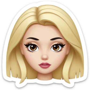 pale skin, bratz baddie, beautiful eyes,dark eyebrows, eyeliner, blonde hair sticker