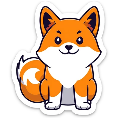 black Shiba Inu dog with fox-like appearance and curled tail sticker