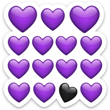 Black and purple heart emoji mix sticker