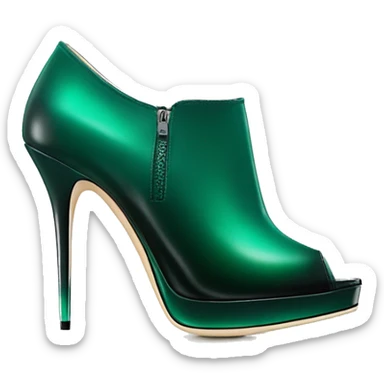 Realistic isolated top view of a pair of emerald green ombre Jimmy Choo stiletto ankle booties. sticker