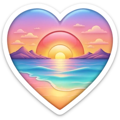  Colorful shiny pastel heart with sunset inside  sticker