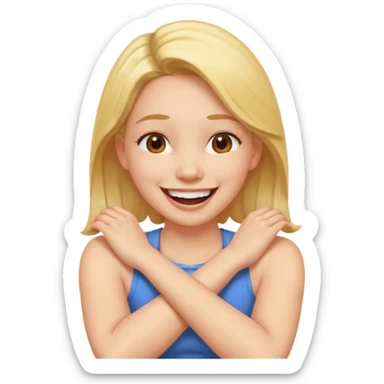 arms crossed holding neck laughing girl sticker