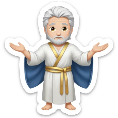 fullbody silverhair god ZEUS, white robe over shoulder, armsdown sticker