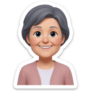 grandma, short hair, dark grey, freckles sticker