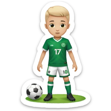 6 years old boy playing soccer wearing celtic footballer uniform ( jersey) # 17 in the jersey !  sticker