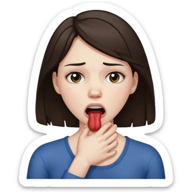 a brunette woman choking herself sticker