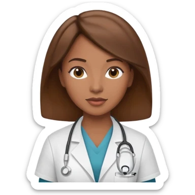black female doctor and ultrasound technician brown hair on technician sticker