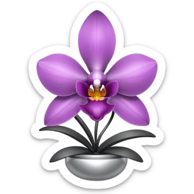 metallic chrome minimalistic gray orchid sticker