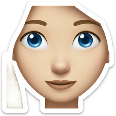 Blonde girl with blue eyes with a gray Husky sticker