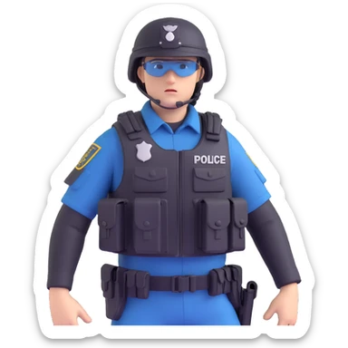 Polis özel harekat, tactical police officer in action pose, black uniform, helmet, and tactical vest, Turkish police special operations sticker