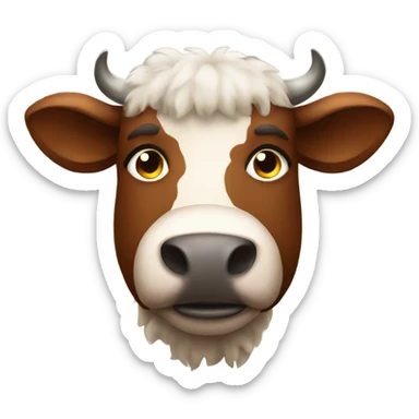 Brown fluffy cow sticker