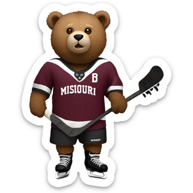 Bear playing hockey maroon jersey “Missouri state” sticker