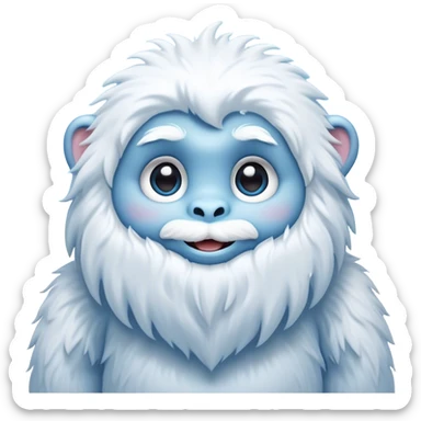 Cinematic Cute Yeti Portrait Emoji, with a charming, small, fluffy form in soft snowy whites and cool blues, featuring big, innocent eyes and a shy, gentle smile, simplified yet irresistibly endearing, highly detailed with a soft glowing outline that captures the whimsical charm of a friendly yeti ready for a cuddle! sticker