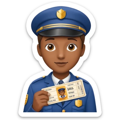 vendedora de boletos de cine, con uniforme y gorra, mostrando tickets sticker