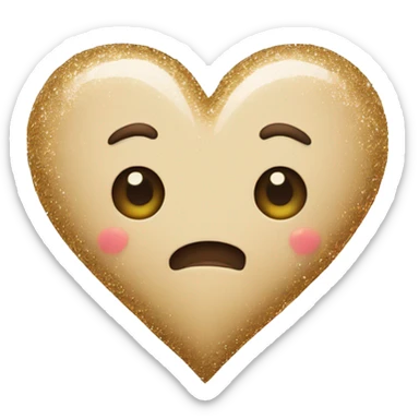 Beige heart wirh glitter sticker