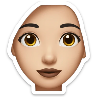 White women with long dark brown hair and long eyelashes dark brown eyes and pink cheeks with pink lips and thick dark brown eyebrows and black dog sticker