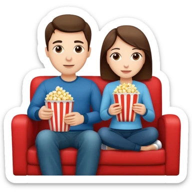A couple sitting on a sofa watching a movie sticker