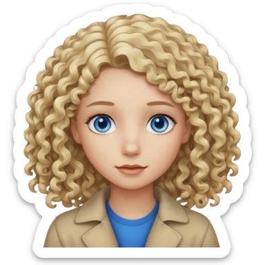 Curly blond blue eyes. Long hair cool beige blond. Longer hair beige ash blonde. sticker