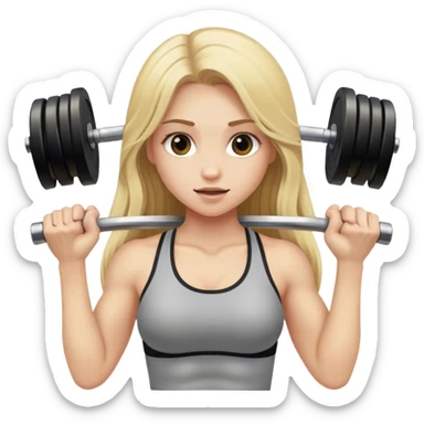  girl with long blonde hair lifting weights sticker