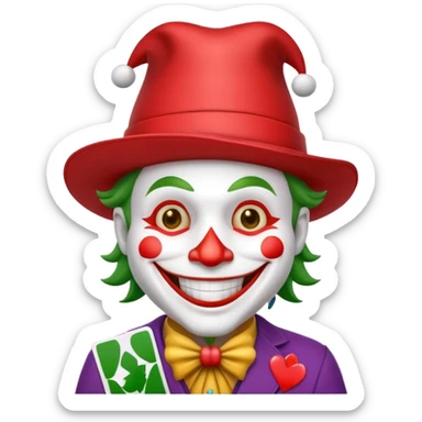 poker card with a funny jolly joker sticker