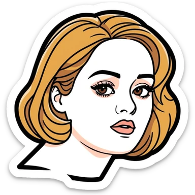 8k, 5000x5000px resolution, clean, smooth, thin lines, ultra detailed, hyperrealism, celebrity, best selling singer, Adele 2019. Glossy appearance, clean thin lines, vivid, clean appearance.  sticker
