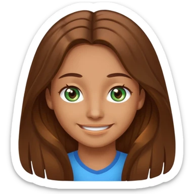 Im kinda a mixed between tan and pale   I have greenish blue hazel eyes I have brown long hair middle part and make me smiling  sticker