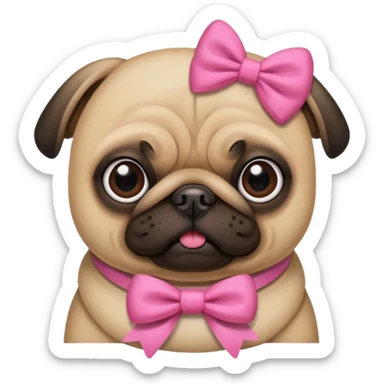 Pug with a pink bow  sticker