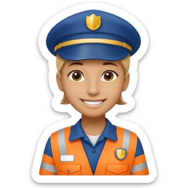 create a realistic emoji of a logistic worker resting on a parking spot sticker