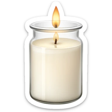 ultra minimal icon of a cream-white candle in a simple glass jar labeled “cotton”, three small flames, clean lines, soft neutral tones, modern elegant vector style, transparent background sticker