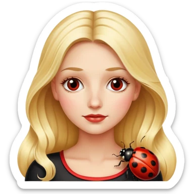 Long blonde hair woman with ladybug  sticker